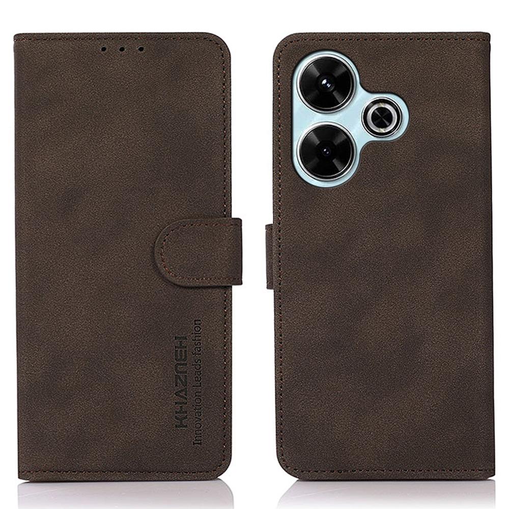 

For Xiaomi Redmi 13 5G/13 4G Case Leather Flip Stand Phone Cover Smooth Texture Brown