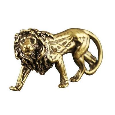 Mini estatuilla de Animal de fundición de León 3D, escultura de Metal de estilo Retro, decoración de escritorio para el hogar, oficina y habitación, adornos para coleccionar, regalo
