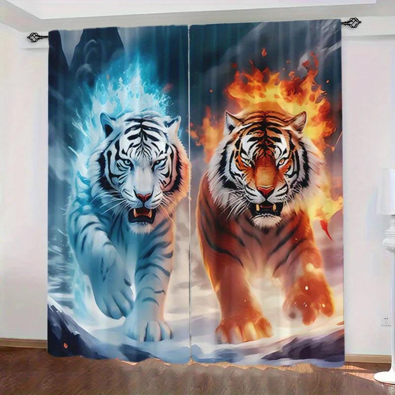 

Современное искусство белый тигр и шторы с принтом, кулиска, спальня, гостиная, украшение дома, украшение комнаты 14Wx39L(35x100CM)x2