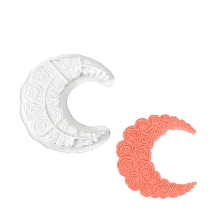 Rose Moon Silicone Molds Food Safe Materials For Mousse Cake Chocolate Soap Candle Molds Baking Accessories