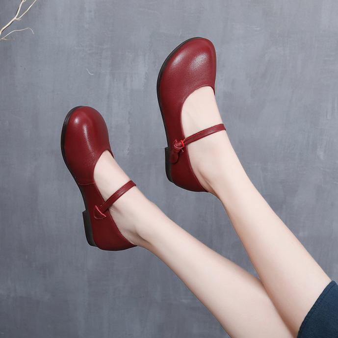 Chaussures simples rétro faites à la main à semelles plates en cuir Chaussures confortables à semelles souples Chaussures simples pour femmes