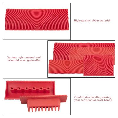 2Pcs/Set Rubber Roller Brush Painting Tools Imitation Wood Graining Wall Painting Home Decoration Art Embossing Diy Graining