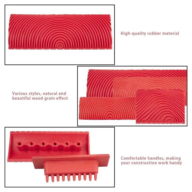 2 buc/set Rola de cauciuc Pensulă Unelte de pictură Imitație Granulație lemn Pictură perete Decor acasă Artă Embosare Bricolaj Granulație