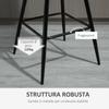 Set of 2 Tall Stools In Nordic Style with Backrest and Footrest, Stools with Backrest In Velvet Effect Fabric and Metal, 45x47x88 Cm, Grey