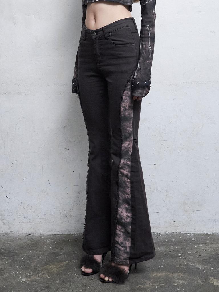 Hilda Incision Dye Bootcut Pants [Brown]