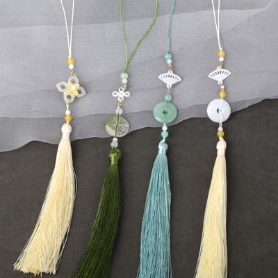 Wiszący Imitacja Jadeitu Wisiorek Lotosowy z Imitacji Jadeitu Klasyczne Akcesoria Biżuteryjne Tassel do Hanfu Brelok Rękodzieło DIY