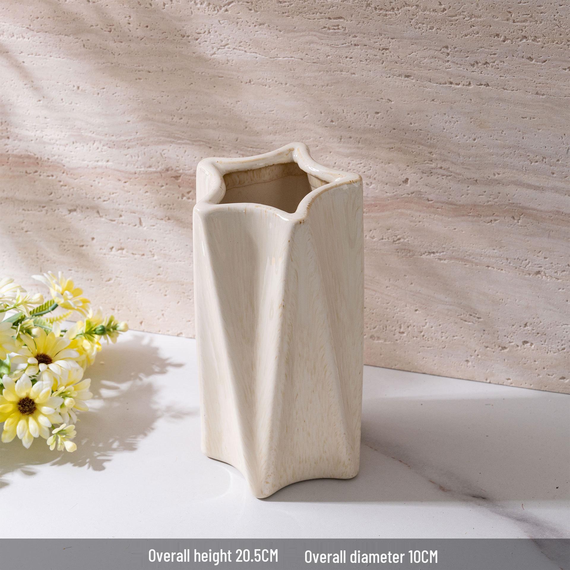 Nordic Style Moon Prism Ceramic Vase - Modern Floral Ornament & Luxury Table Decor.