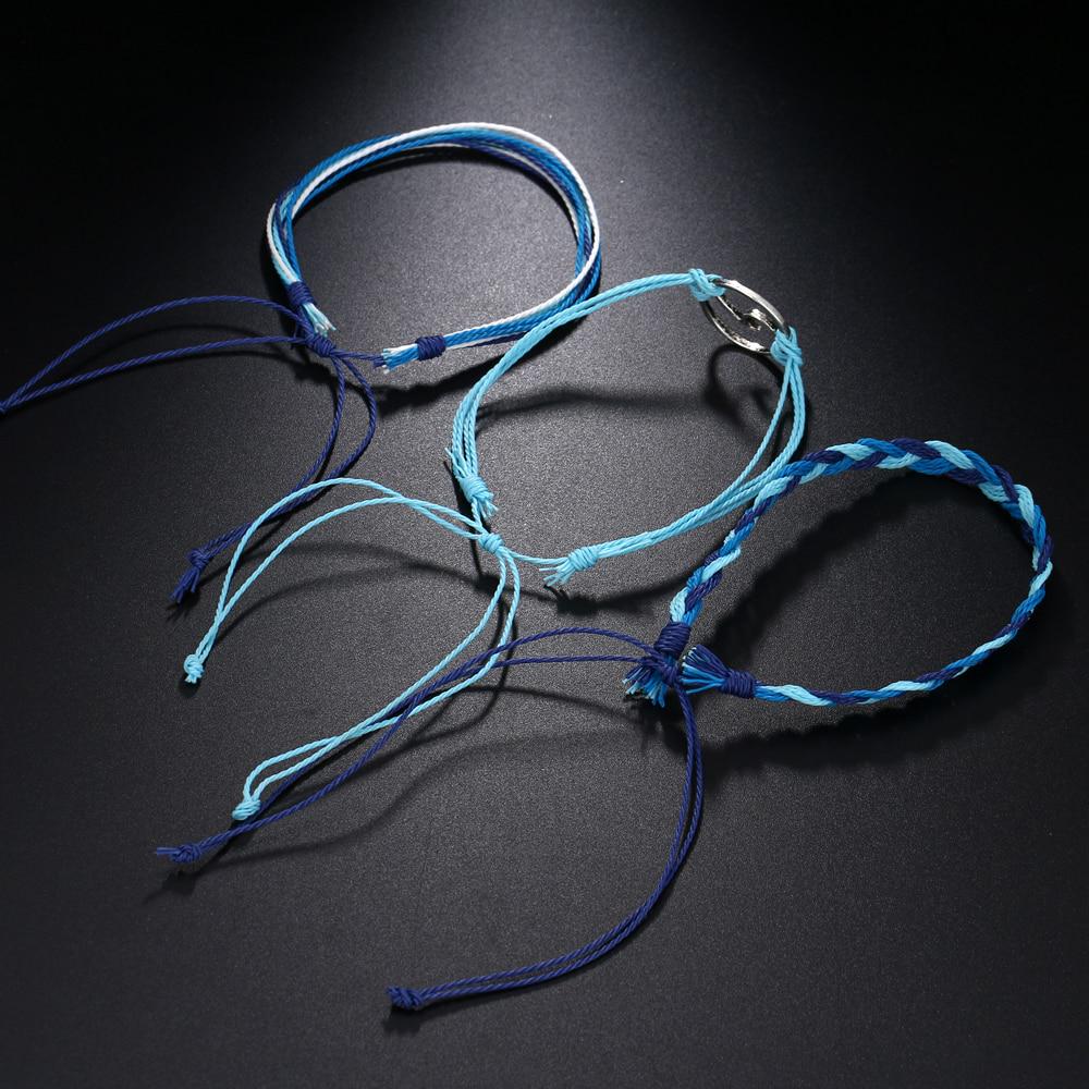 2024 3 Pcs/ Set Boho Wave Bracelet Multi-layer Hollow Cotton Rope Bracelets Set for Women Jewelry Gift