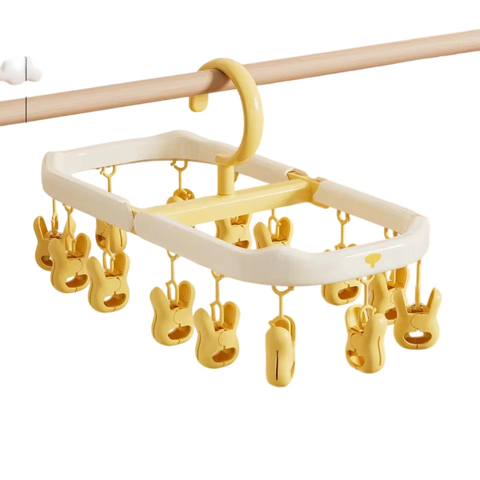 

Folding Clothes Drying Rack Multi-Purpose Hanger for Underwear Socks one size жовтий