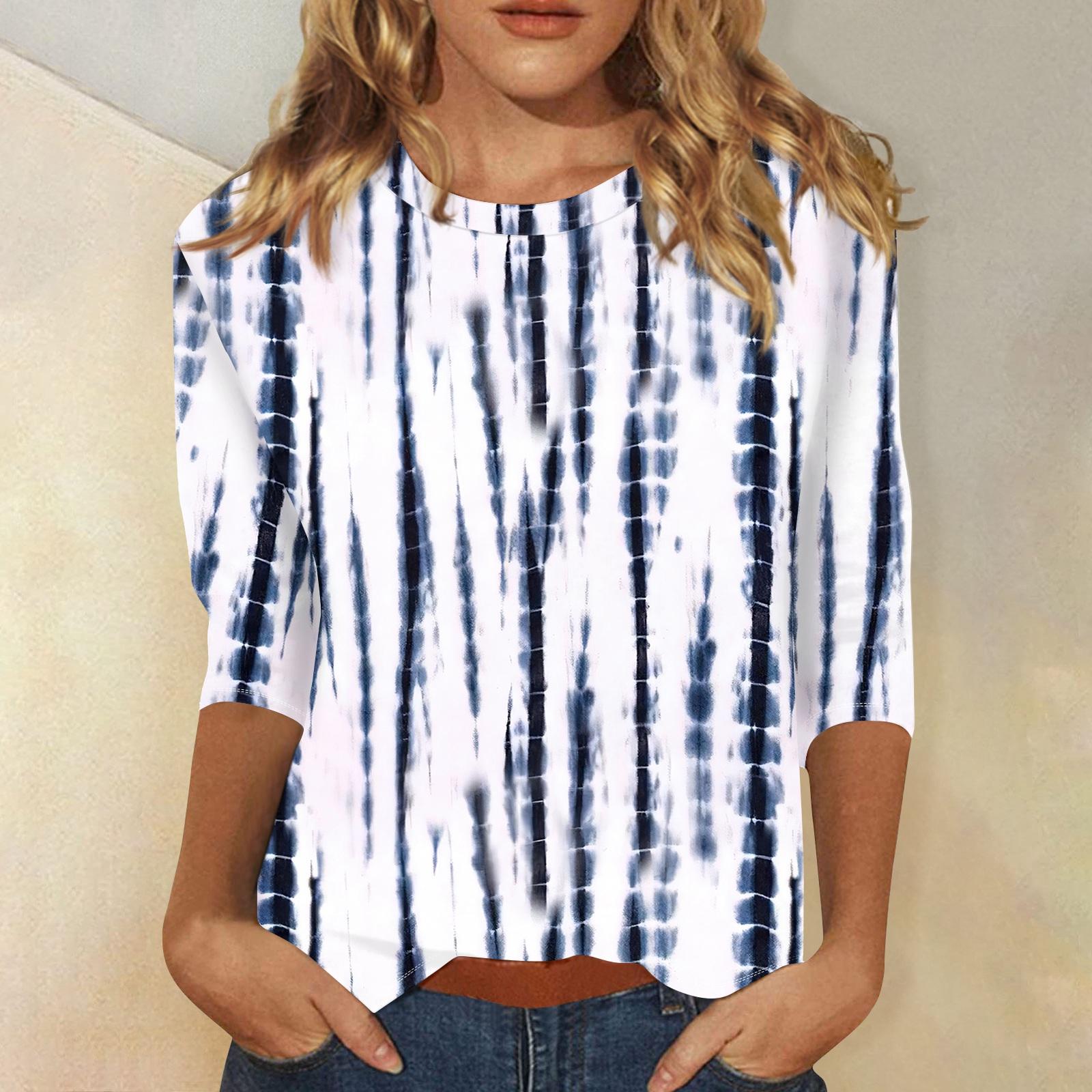 

Women s fashion casual print round neck top XXL