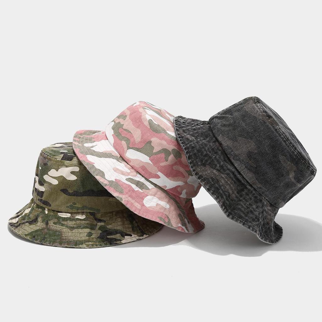 Chapeau Bob Camouflage Lavé Décoloré Respirant pour Hommes & Femmes - Chapeau Rétro Protection Solaire Aventure Jungle