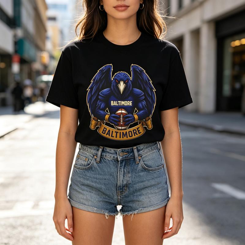 Baltimore Eagle Football Graphic T Shirt Vintage Sports Team Print Unisexs Unisexs Cotton Crew Top Harajuku Y2k Top
