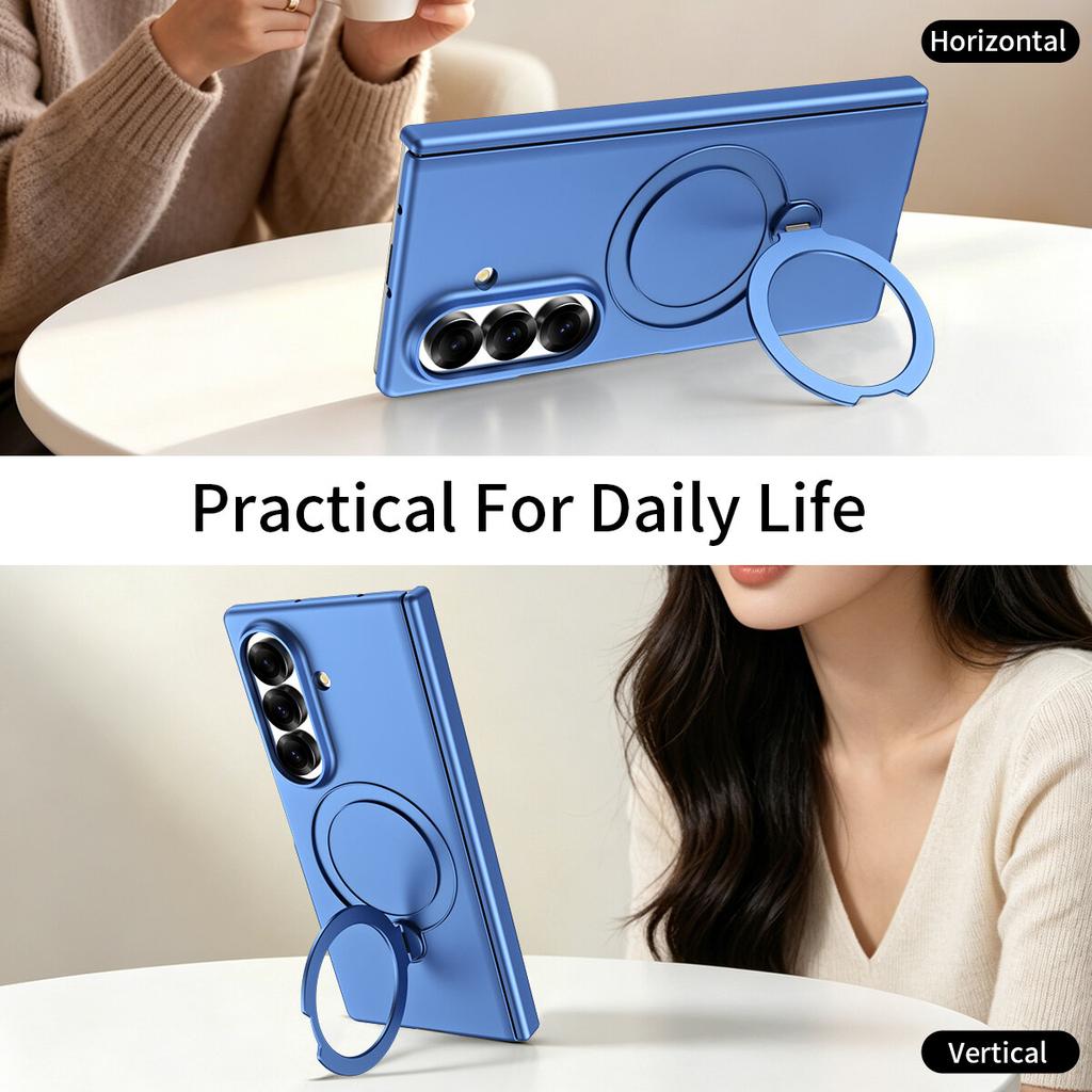 Matte Hinge Protective Case for Samsung Galaxy Z Fold8 Ultra Fold 7 6 5 4 3 Built In Magnetic Ring Kickstand Shockproof Cover Phone Bumpers