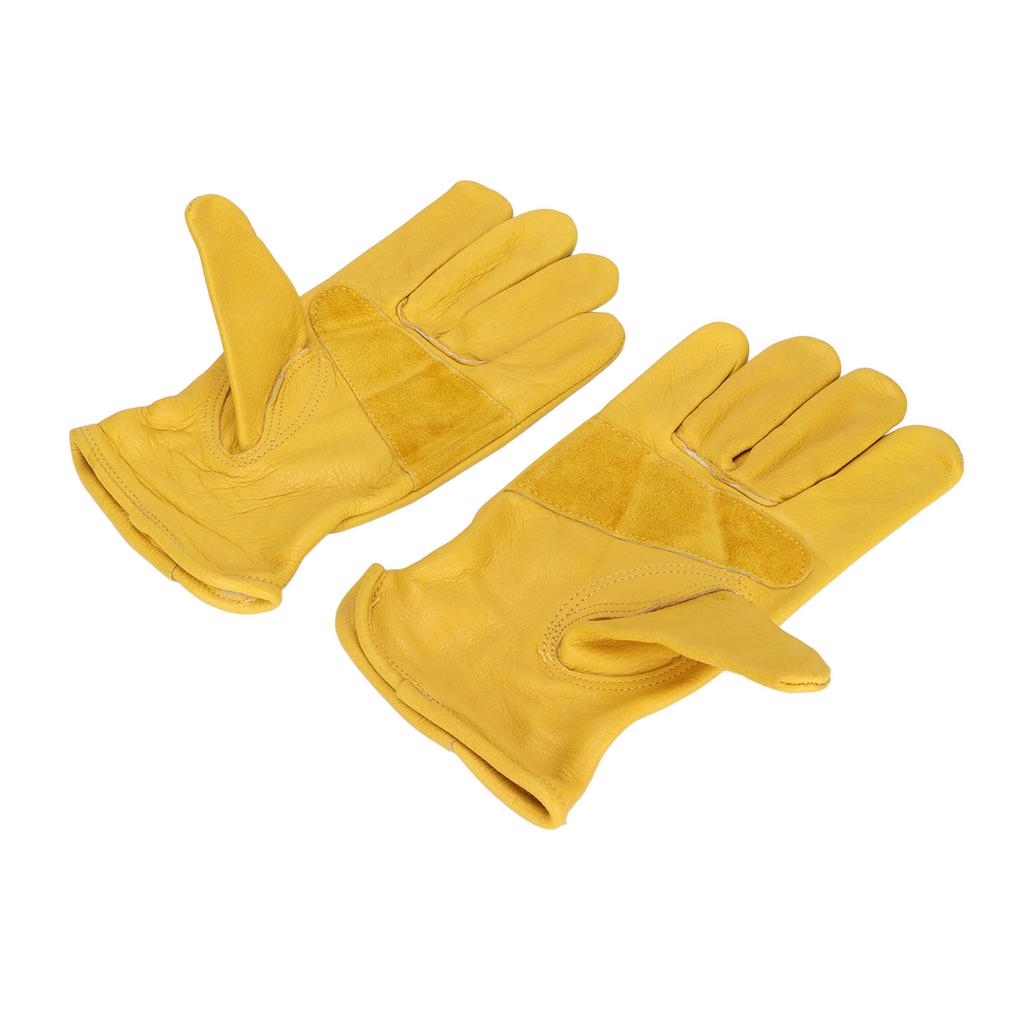 Garden Cowhide Gloves Wear Resistance Full Finger Leather Gloves for Outdoor CyclingM