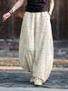 Unisex Boro-Style Linen Lantern Pants with Raw Edges for Meditation - Wide Leg & Autumn-Inspired Design