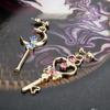 Girl Warrior Key Moon Love Earrings, Long Asymmetric Earrings, Girl Heart Anime Earrings Accessories