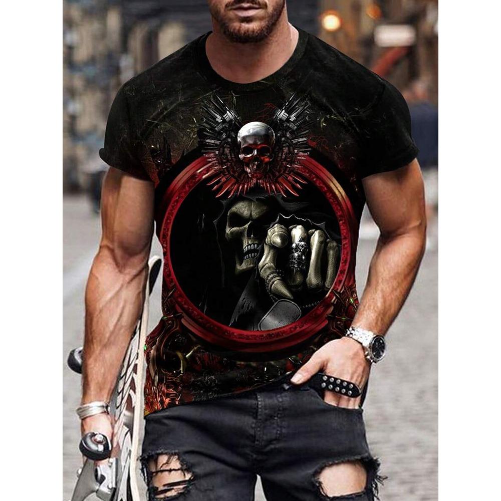 Summe Street Herren T-Shirt Totenkopf Print Herren T-Shirt Lässiges Kurzarm Oberteil Outdoor Sport Mode Herren Kinder Kinder T-Shirt Kleidung