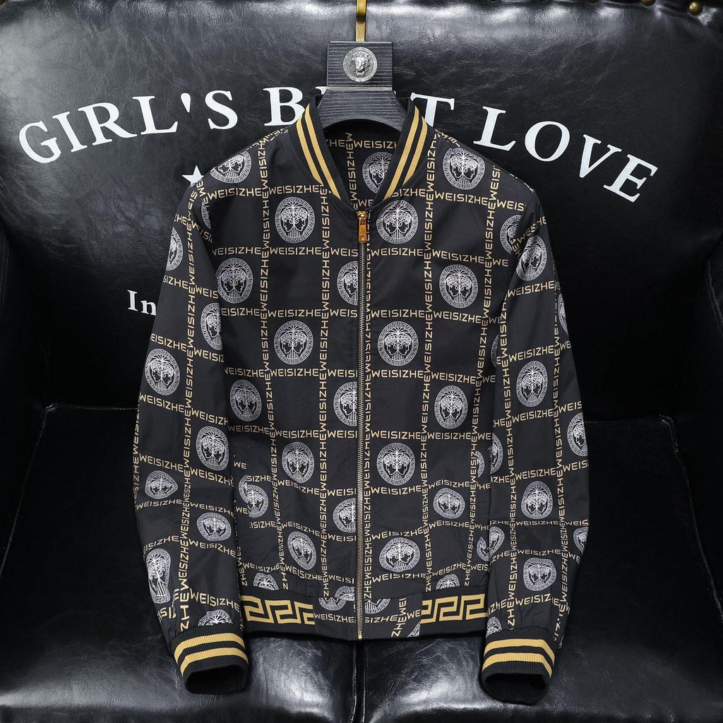 Men's Autumn Trend Print Baseball Jacket - Korean Style Casual Outerwear