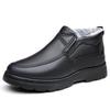 Winter Herren Baumwollschuhe Plüsch Warm Schneestiefel Lässige Leder Stiefeletten für Herren Rutschfester Plateau Stiefel