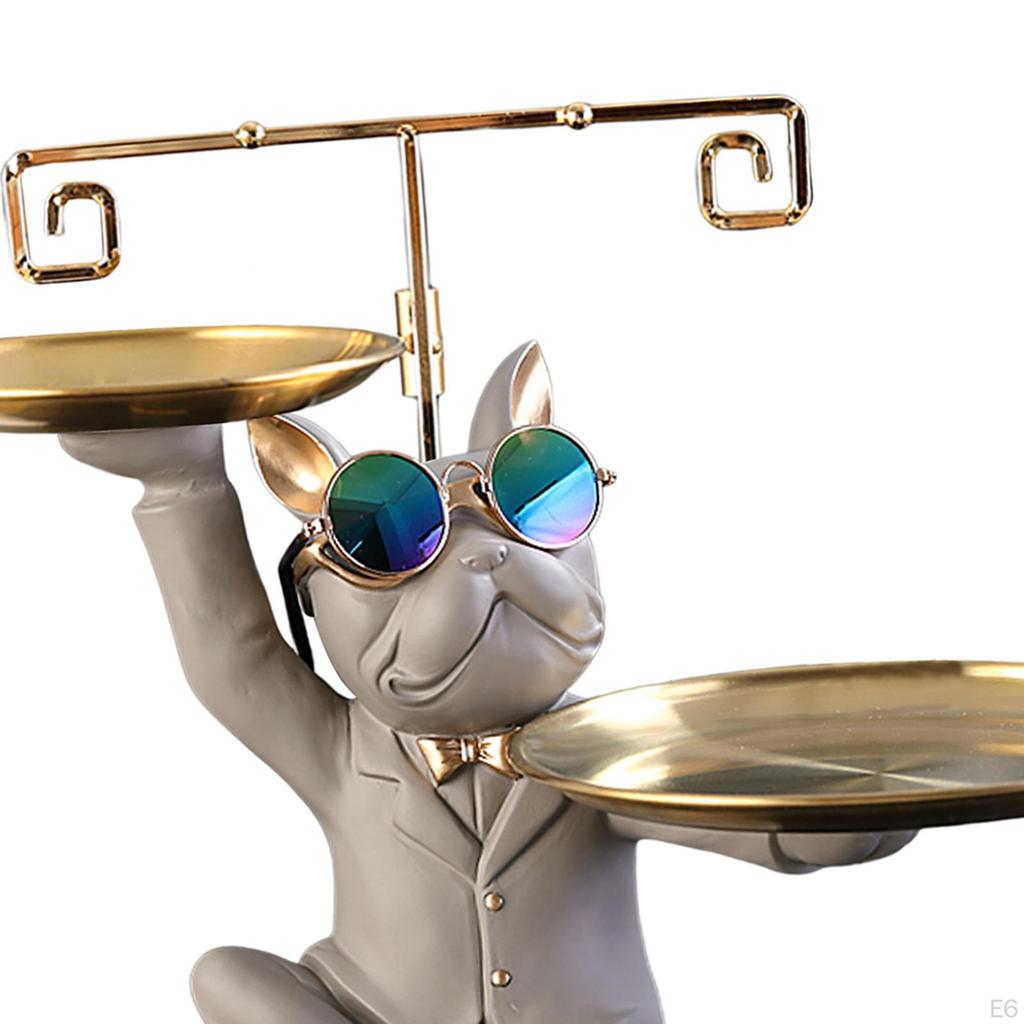 Socha Klíčenka Umělecké dílo Lehká Dekorativní Pryskyřice Úložné Středové dílo Socha psa s podnosem