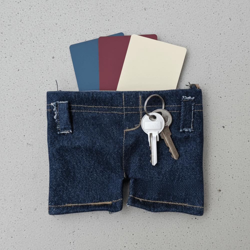 Kompakte Größe Hosentaschen Kartenhalter Schlank Faltbar Kleingeldfach Mini Geldbörse in Jeansform Täglich