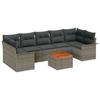 8 Piece Grey Poly Rattan Garden Sofa Set with Storage