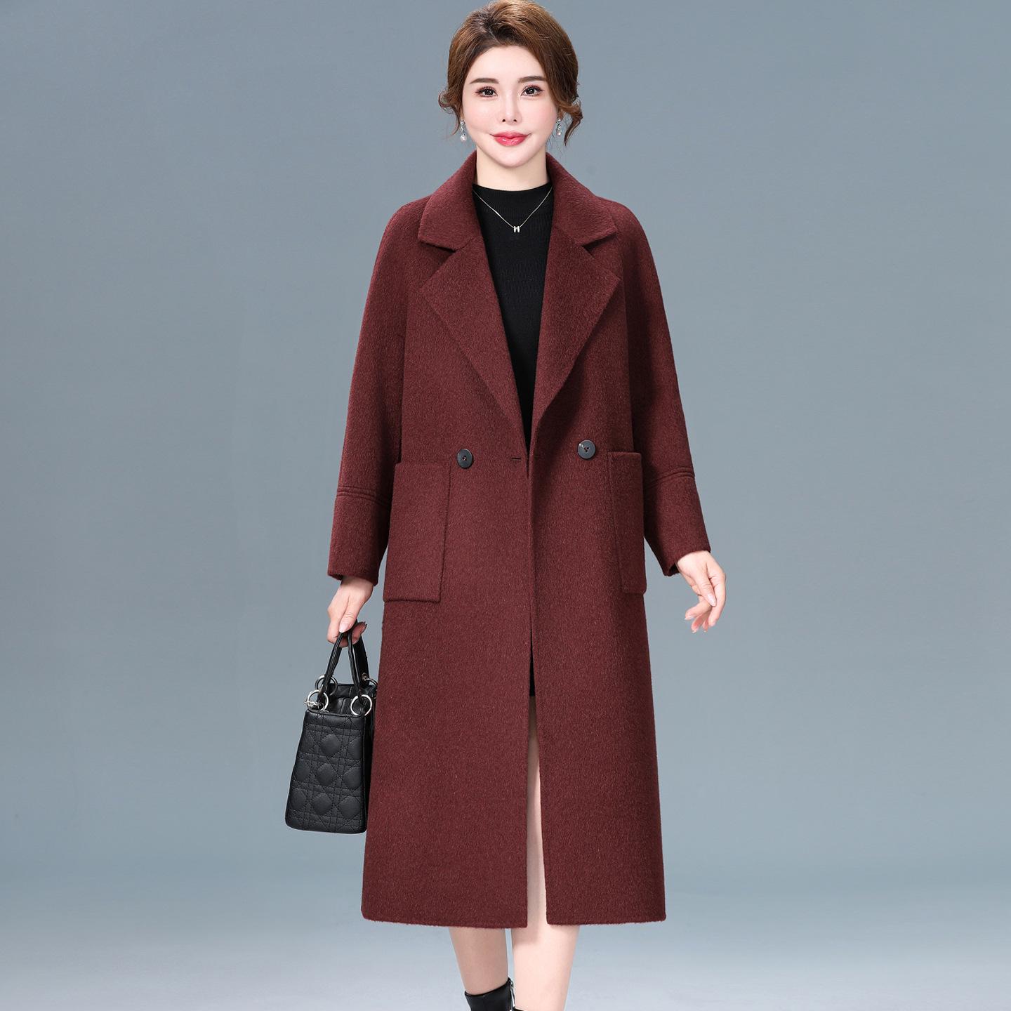 

Women s Mid-Length Double-Sided Cashmere Coat - 2025 Autumn/Winter High-End Woolen Temperament Wear 4XL (recommended 145-160 lbs)
