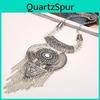 Collana Lunga Pendente Retrò con Design Multistrato e Finitura Galvanizzata per Accessori Donna