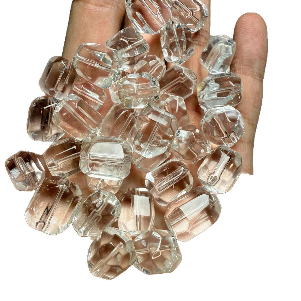 Faceted Clear Quartz Travel Beads with Through Hole for DIY Projects