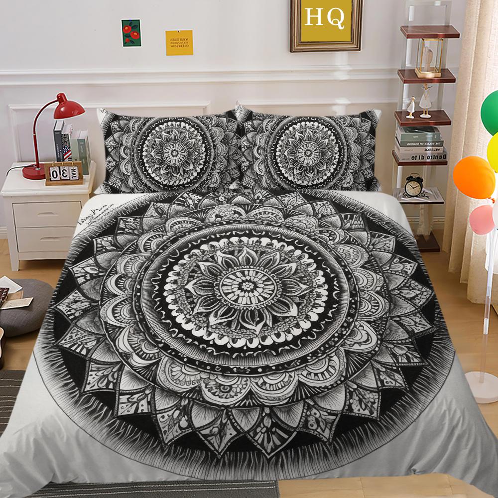 Home Bedding Set 3D Mandala Printing Bedspreads Queen Double Size Microfiber Duvet Cover Set Bedroom Decor