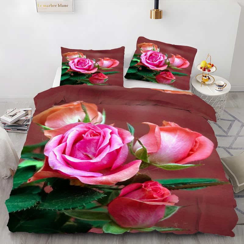 Roses Bedding Set Duvet Cover For Girls Women Couple Lover Romantic Comforter Cover Valentine'S Day Bedroom Decor Quilt Cover