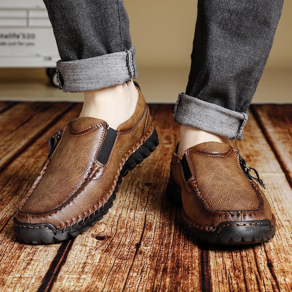 Ręcznie robione męskie buty casualowe z zamszu, wygodne i oddychające mokasyny, męskie buty biznesowe płaskie, buty do jazdy