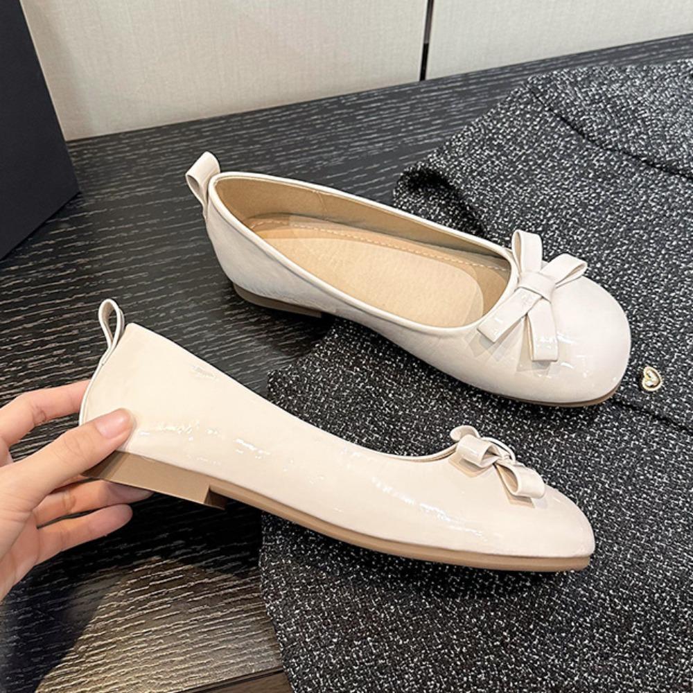 Women Flat Shoes Large Size Women's Shoes Bow Tie Flat Sole Single Shoe Women's Retro Women Work Shoes Comfortable for Work