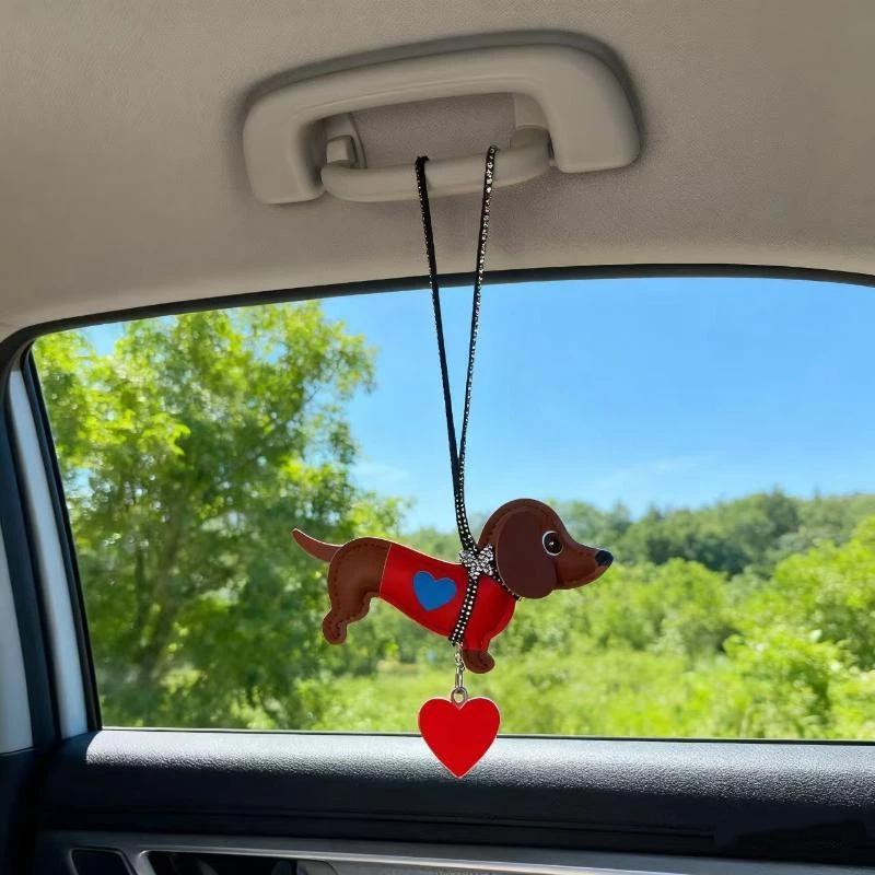 Dachshund Dog Keychain Fashion Pu Leather Dog Keychains For Women Bag Pendant Jewelry