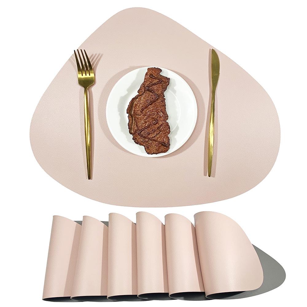 Nordic Style Waterproof Double-Sided Lychee Grain Leather Placemat - Heat Resistant, Wear-Resistant Table Mat for Hotels