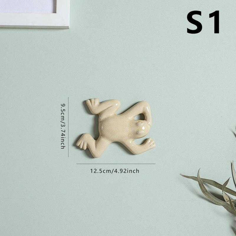 Nordic Style Ceramic Frog Wall Hanging Ornaments Living Room Background Display Crafts 3D Frog Wall Hanging Decoration