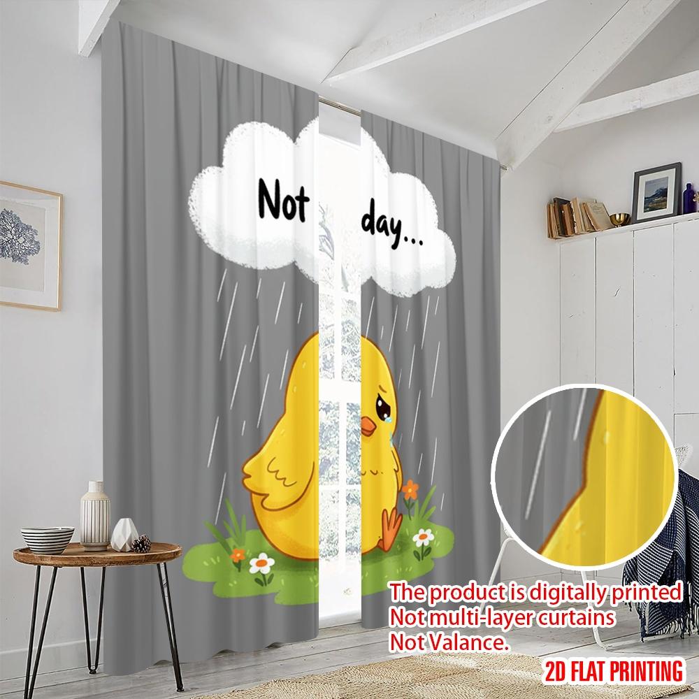 2pcs 2D flat printing Drapes Cute Chick Sad Day Fabric Without Electricity Seasonal Party & Holiday Decor for Multipurpose Event