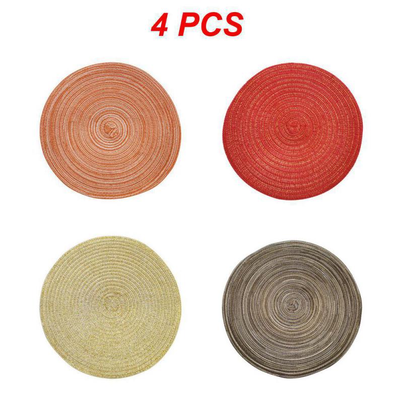 2/3/4PCS Heat Insulation Mat Round Woven Heat-resistant Placemats Washable Houseware Tableware Pad Stain Resistant Anti-skid