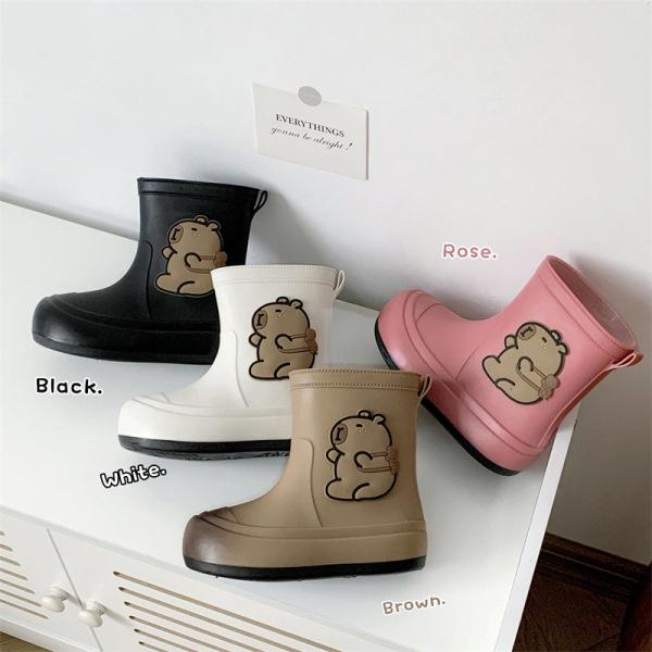 Capybara-Print Damen-Regenstiefel, knöchelhoch, rutschfest, wasserdicht