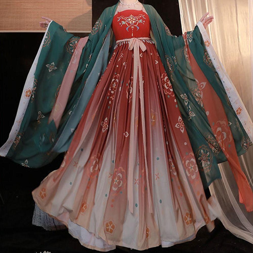 Vintage Folk Dance Women Chinese Cloth Cosplay Robe Dress Hanfu Outfit Ancient Stage Costumes