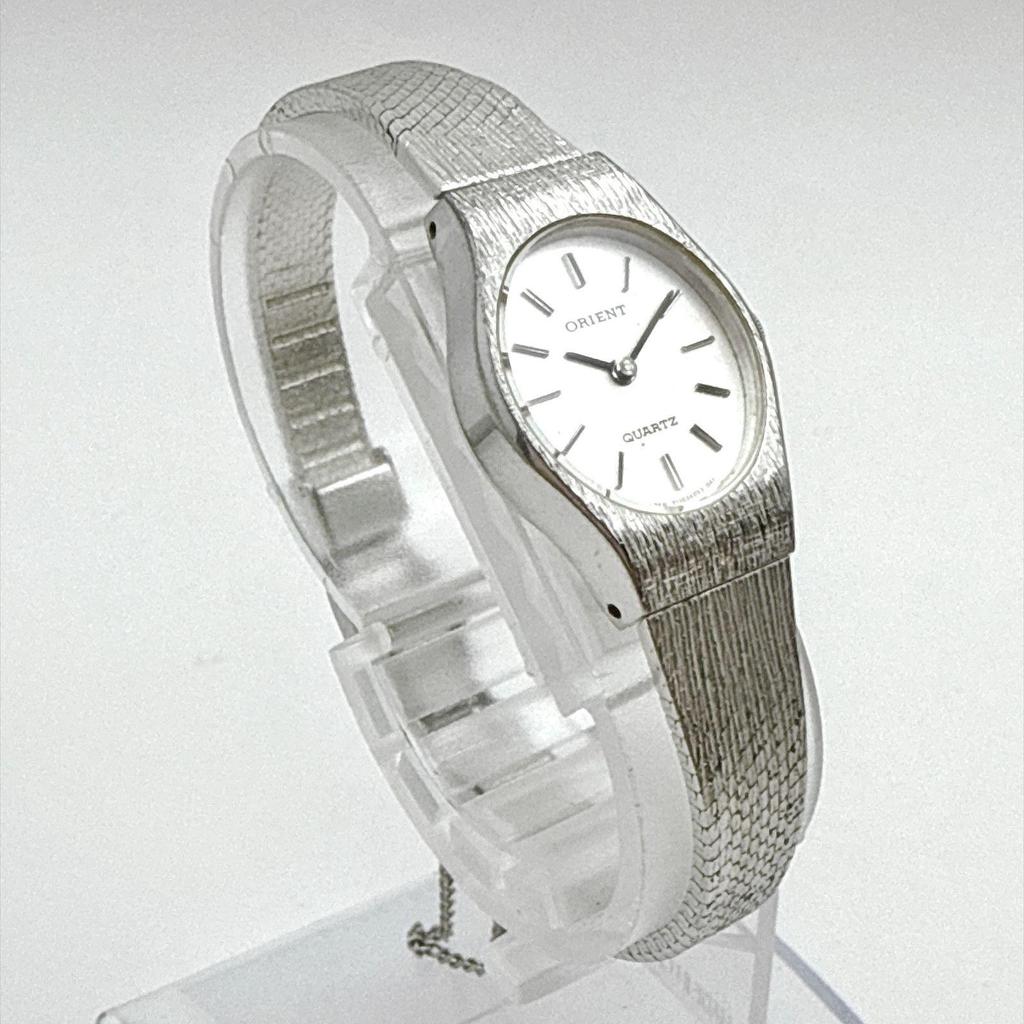 Used C180 [Working/Antique/Battery replaced] ORIENT Orient Quartz Oval Case Bracelet Type Ladies Watch