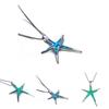 Fashion Women Ocean Starfish Pendant Necklace Featuring Vibrant Blue Green And White Fire Opal Stones