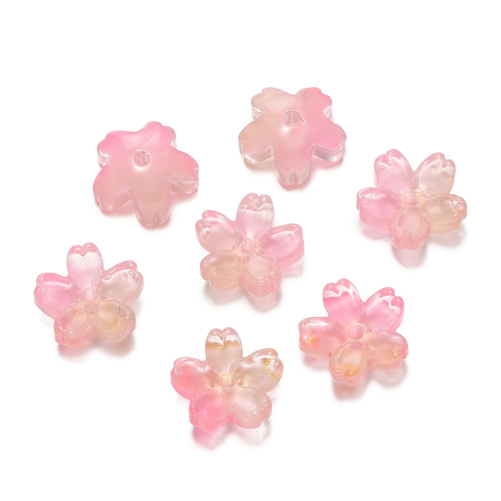 10Pcs/lot Glass Gradient Beads Cherry Blossom Scattered Beads Handcrafted DIY Production Jewelry Craft  Bracelet Accessories