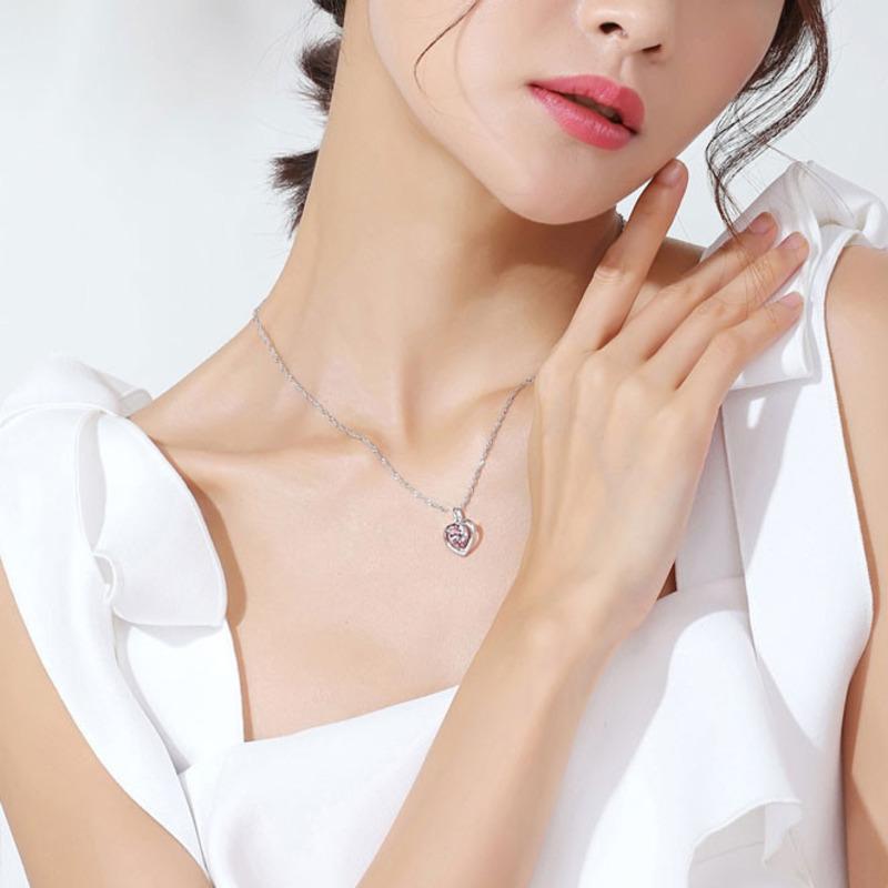 BELLA BOX Pandantiv de cristal albastru în formă de inimă Colier etern Accesorii de bijuterii pentru femei farmec nunta logodna bijuterii fine