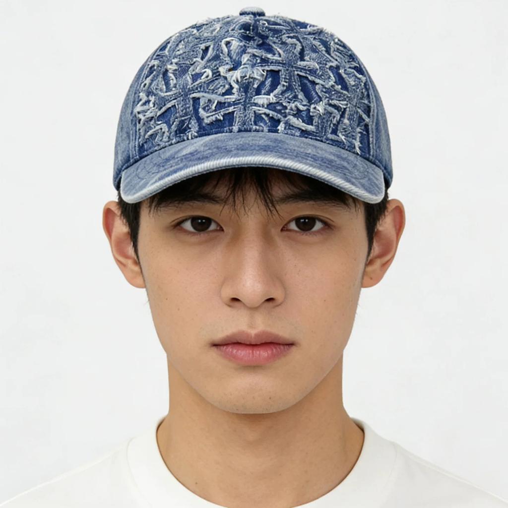 Four Seasons Retro Cross Hole Letter Embroidery Baseball Cap Men'S And Women'S Shade Personality American Cap