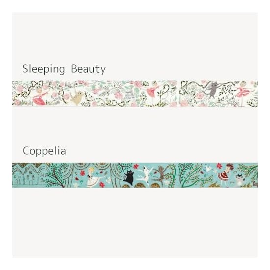 Sealido Made in Japan Foil-Stamped Kirapika Masking Tape Ballet Sleeping Beauty & Coppelia 2-Roll Se