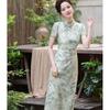Green Slim Cheongsam Xia Xin Chinese Style Improved Light Girl Simple and Elegant Daily Wear Dress High-end Temperament