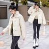 New Fashion Shot Knitted Lapel Down Cotton-padded Jacket Women Short Small New European Goods Chinese Plate Buckle Coat