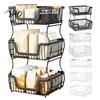 Multipurpose Storage Rack 2/3 Layer Countertop Organizer Rack, Heavy Duty Fruit Basket Stand, Metal Space Saving Carbon Steel for Kitchen, Pantry