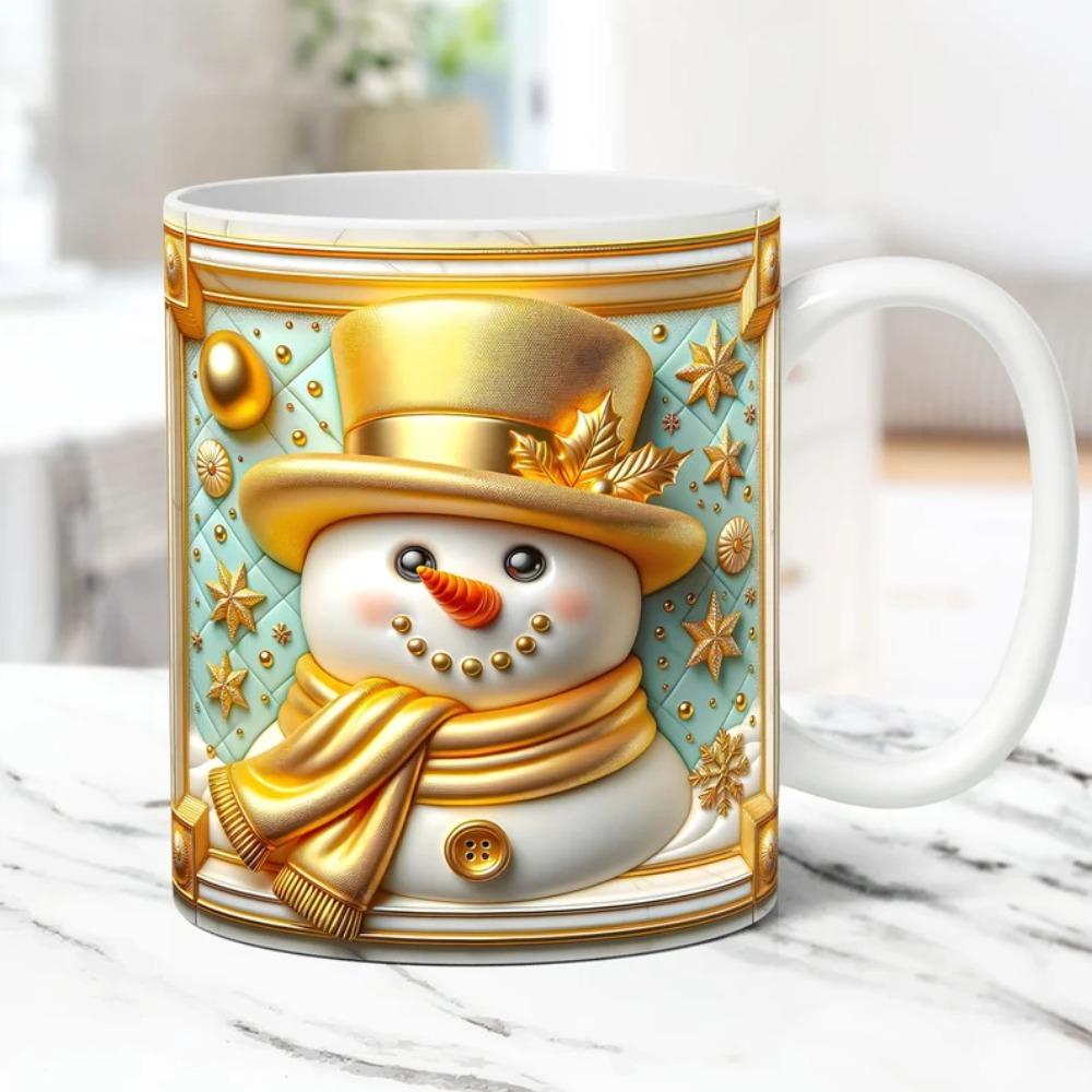 Tazza da caffè in ceramica tazza da tè pupazzo di neve cappello di Natale tazza